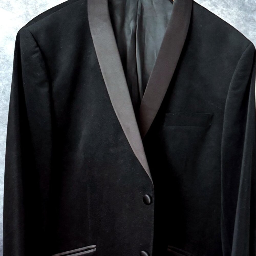 Katherine Hamnett Velvet Tuxedo Jacket – Shawl Collar – 44R – Black – Excellent